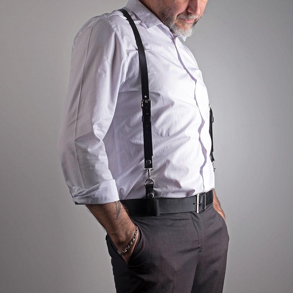 Чоловічі підтяжки для штанів чорні 