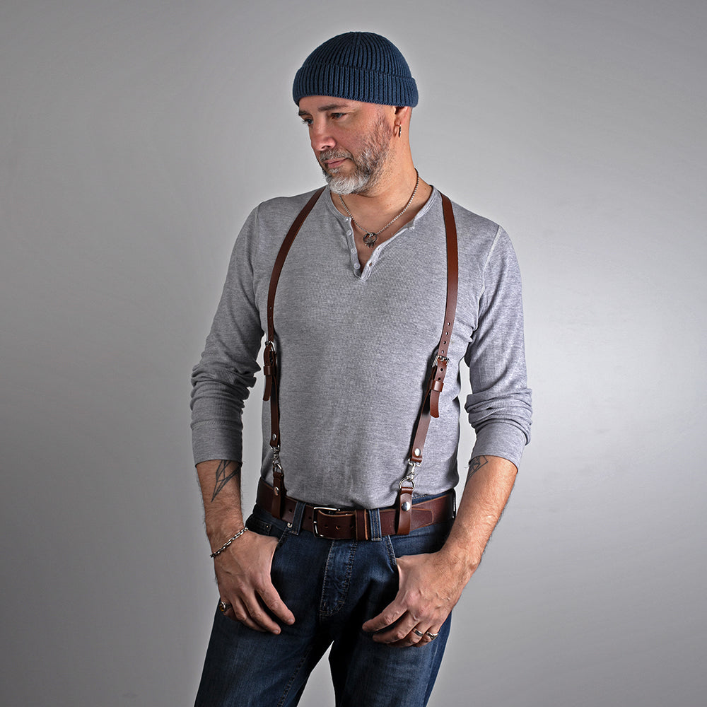 Коричневые мужские подтяжи купить 